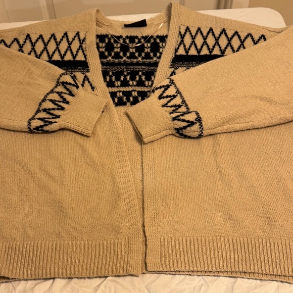 Lane Bryant Oatmeal & Black Geometric Open-Front Cardigan – 26/28 - Picture 6 of 16
